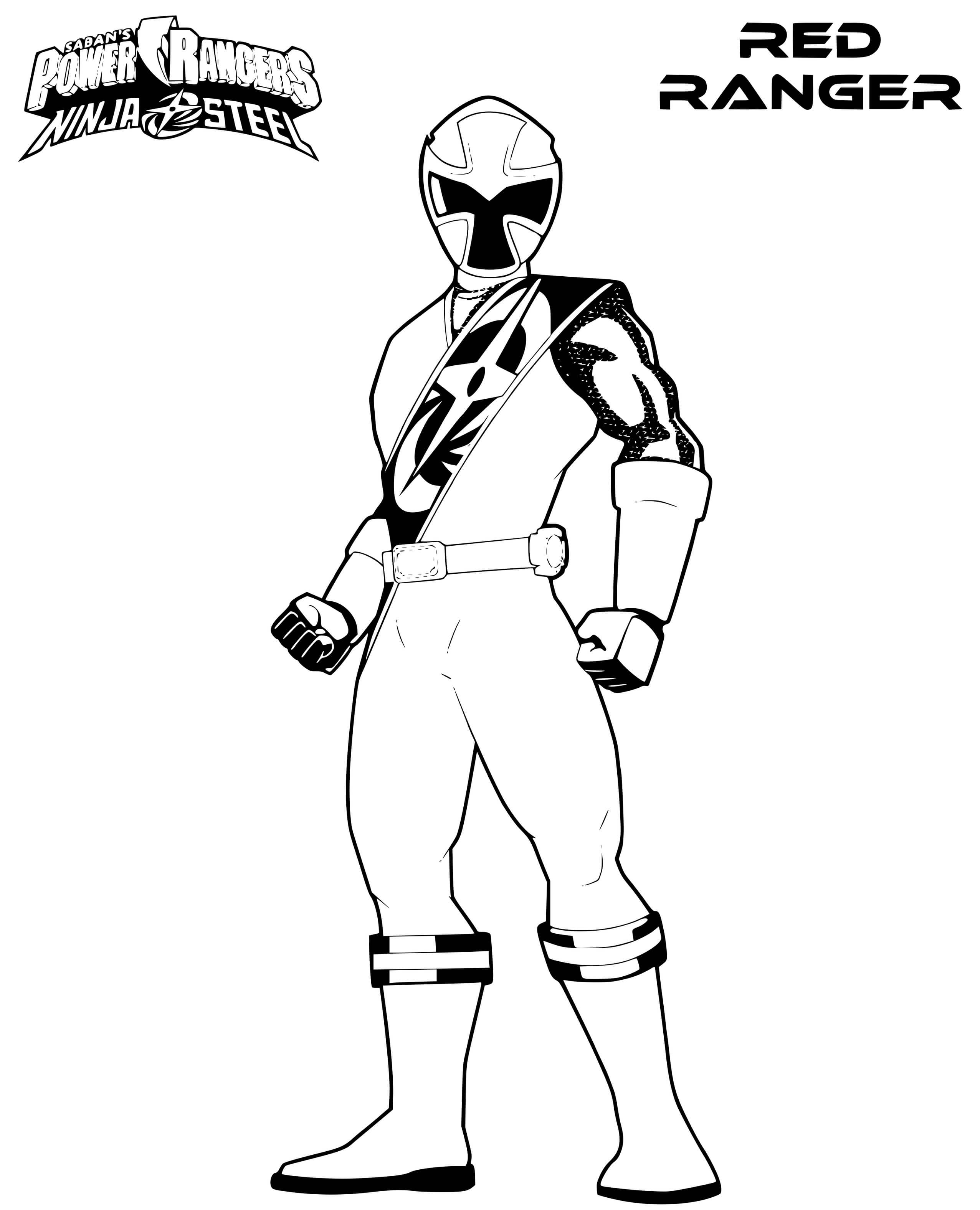 Coloriage Ninja Steel Power Rangers Red Ranger - Ninja à imprimer