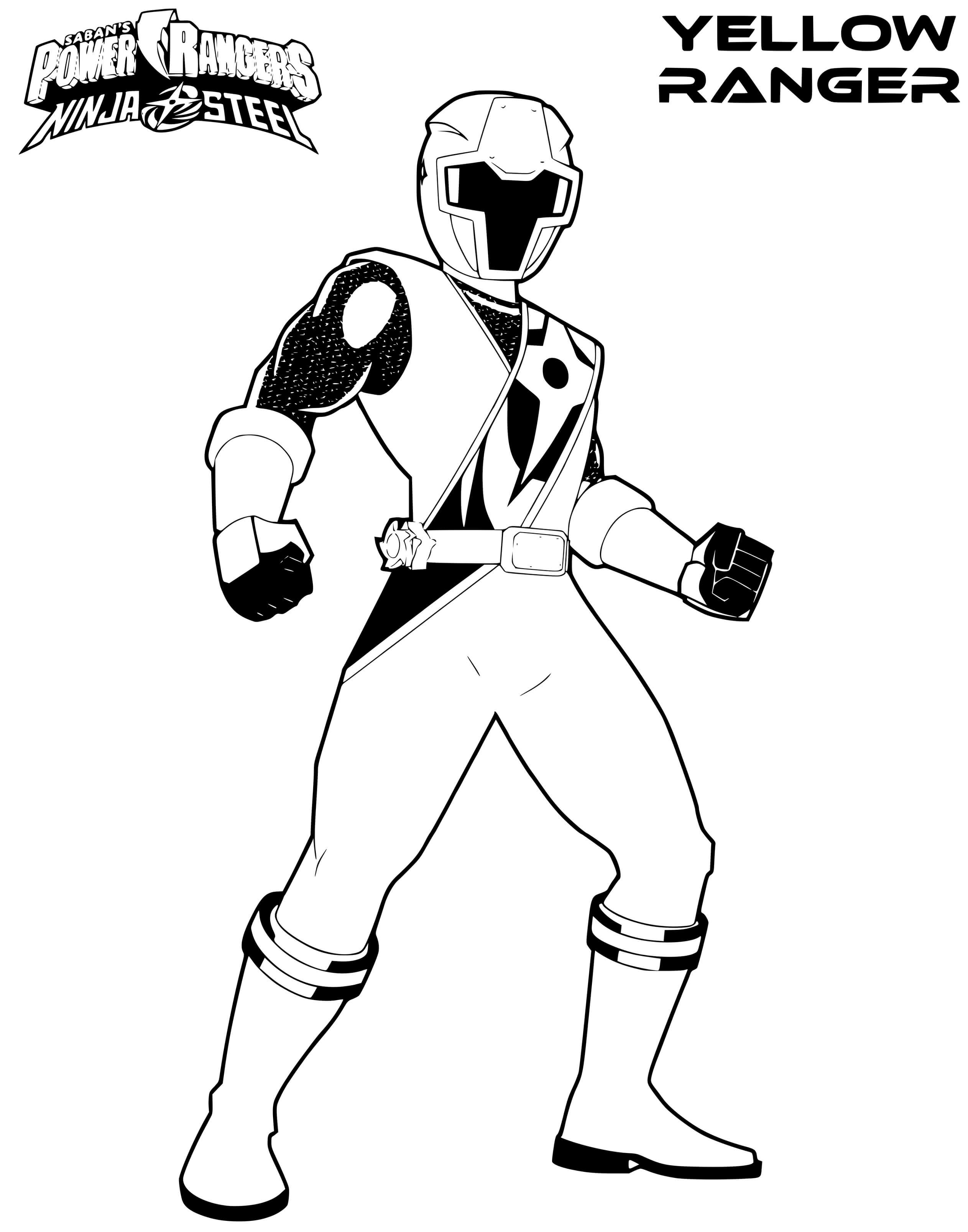 Coloriage Ninja Steel Power Rangers Yellow Ranger - Ninja à imprimer