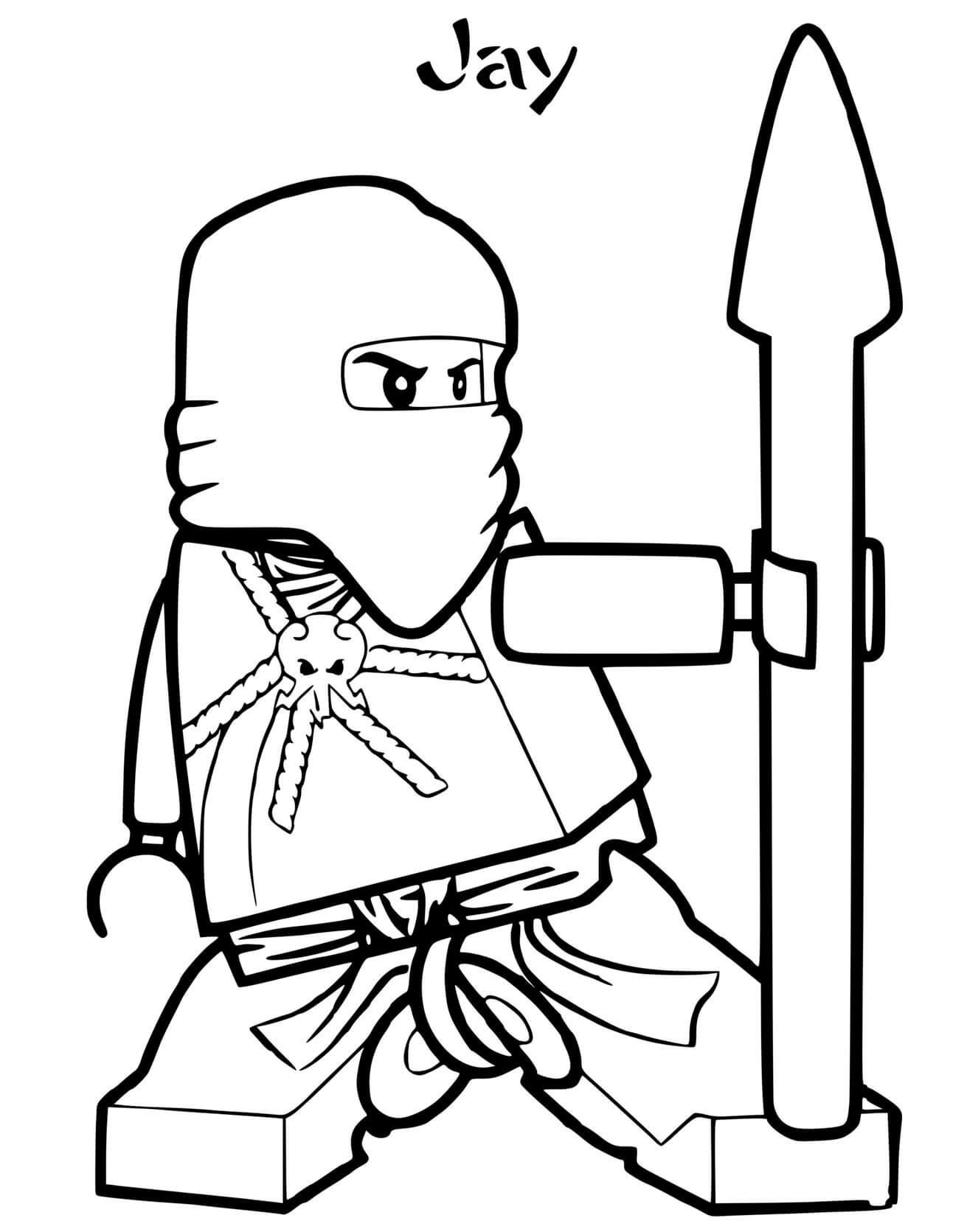 Coloriage Ninjago Jay Ninja Maître Foudre - Ninja à imprimer
