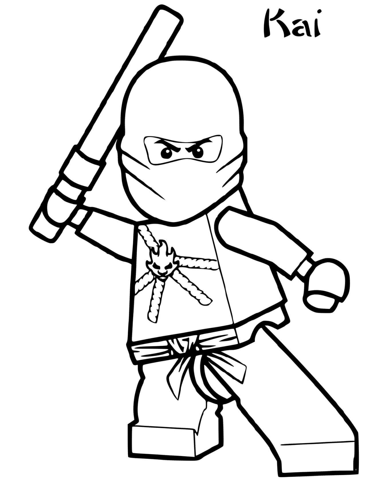 Coloriage Ninjago Kai Ninja Maître Feu - Ninja à imprimer