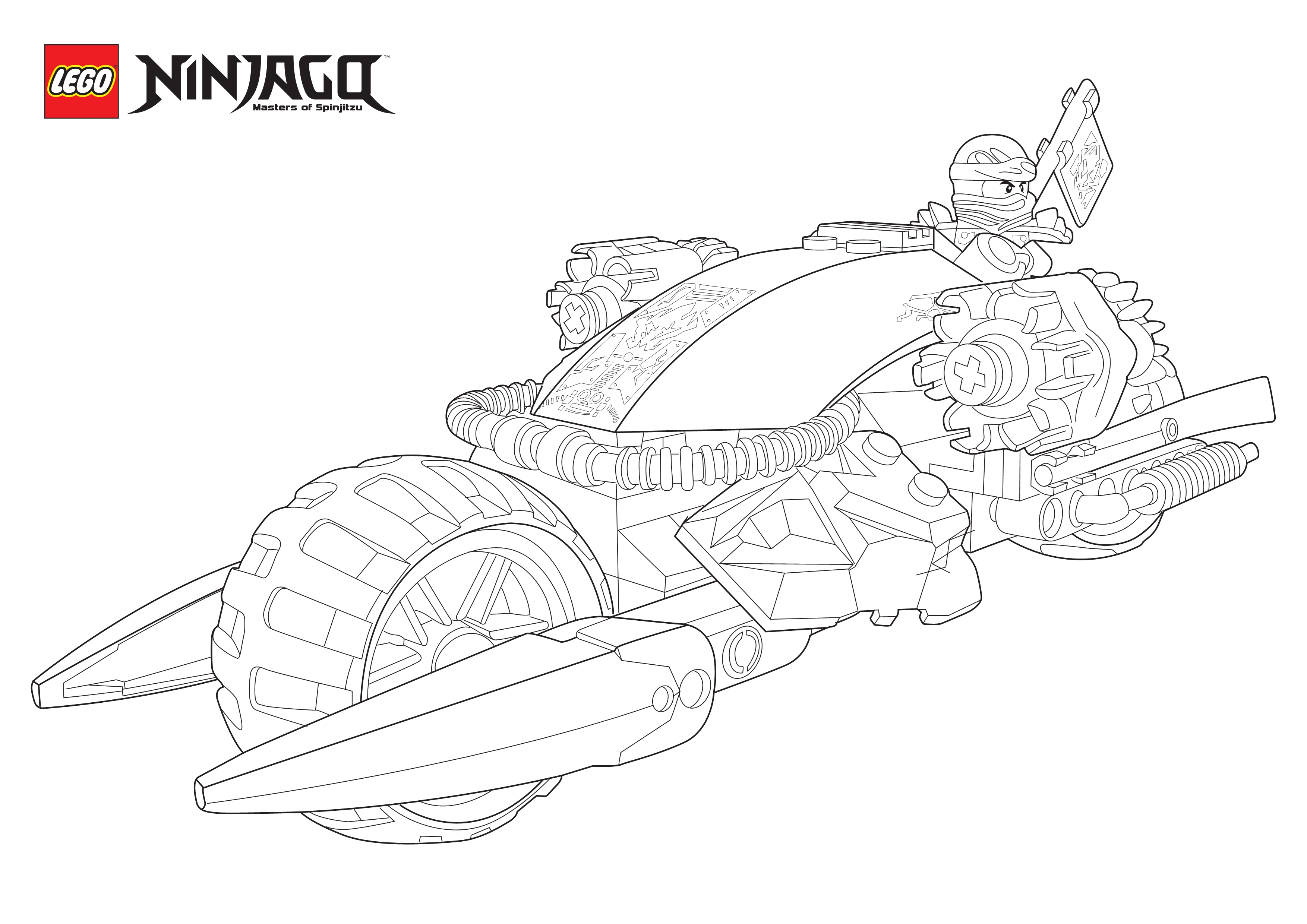 Coloriage Ninjago Lego En Mode Moto - Ninjago à imprimer