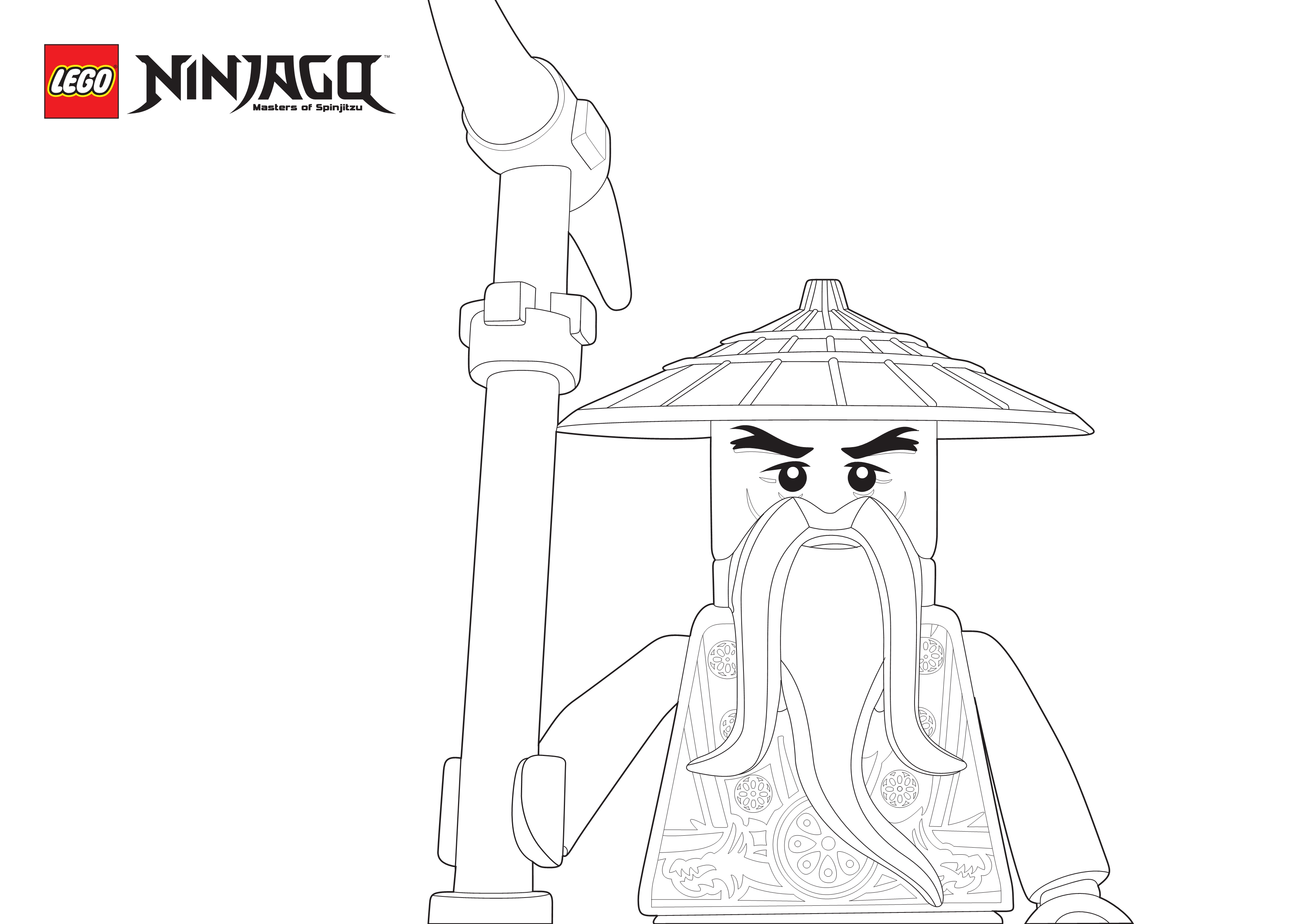 Coloriage Ninjago Lego Sensei Wu - Ninjago à imprimer