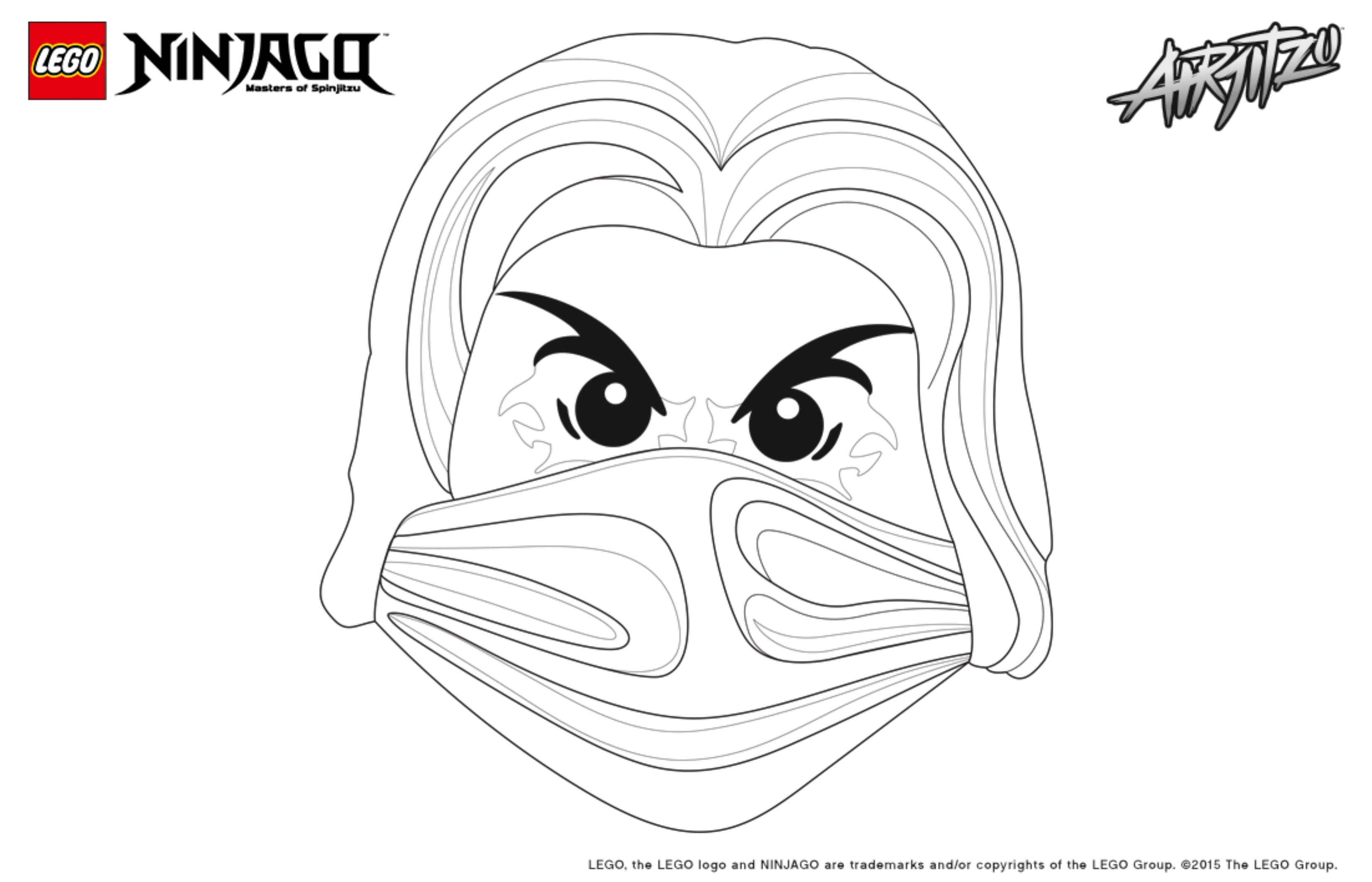 Coloriage Ninjago Lego Visage Jay - Ninjago à imprimer