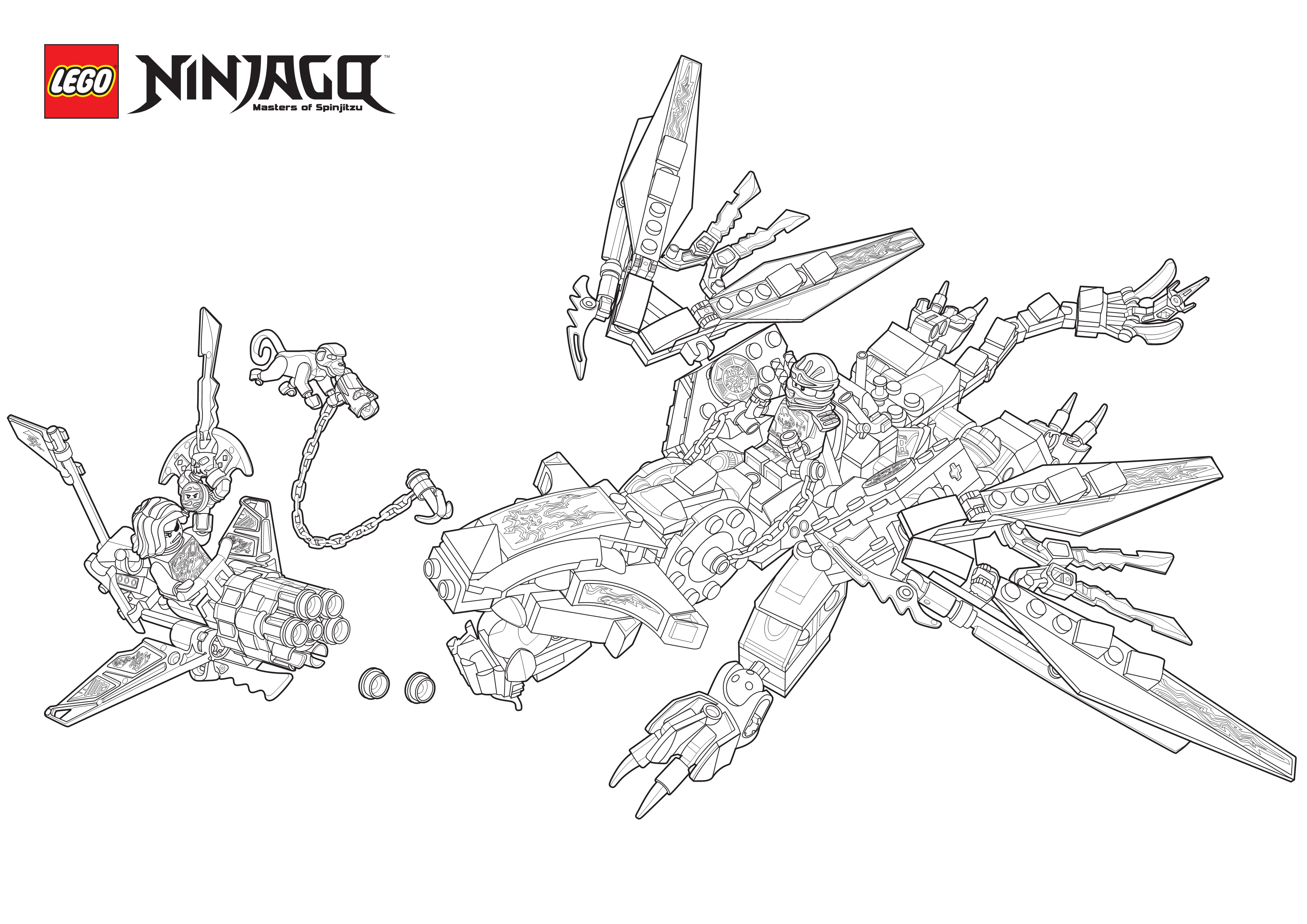 Coloriage Ninjago Monstre Dragon Lego - Ninjago à imprimer