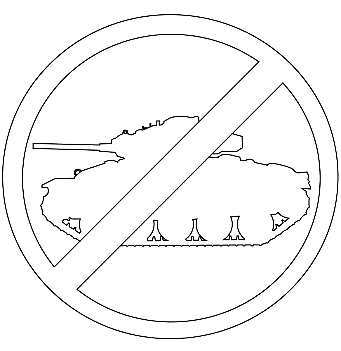 Coloriage No Tank Sign - Paix à imprimer