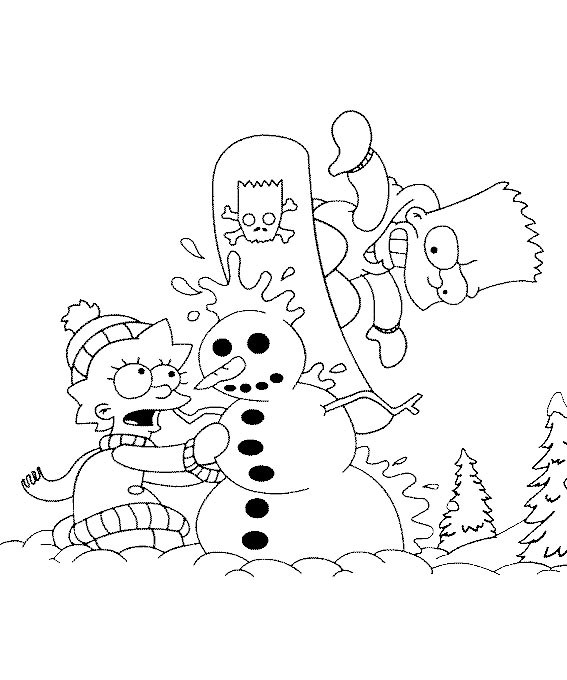 Coloriage Noël Des Simpson - Noël à imprimer