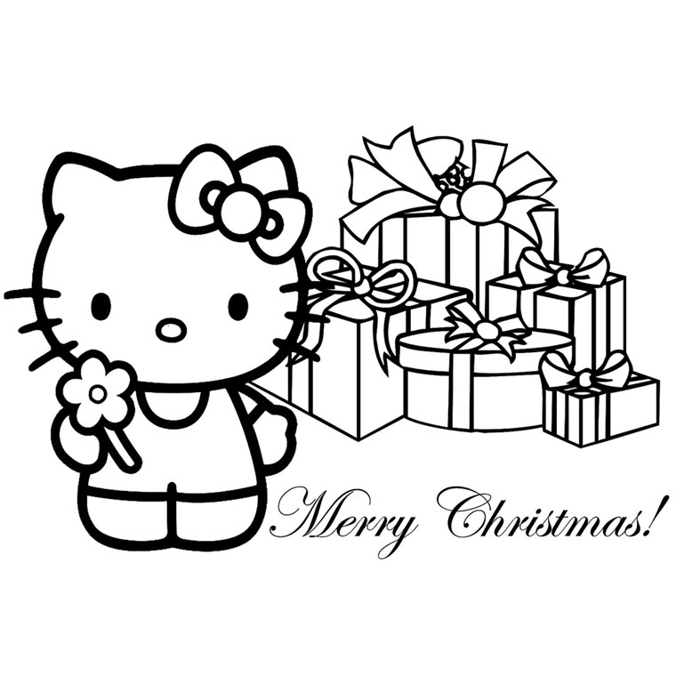 Coloriage Noël Hello Kitty - Noël à imprimer