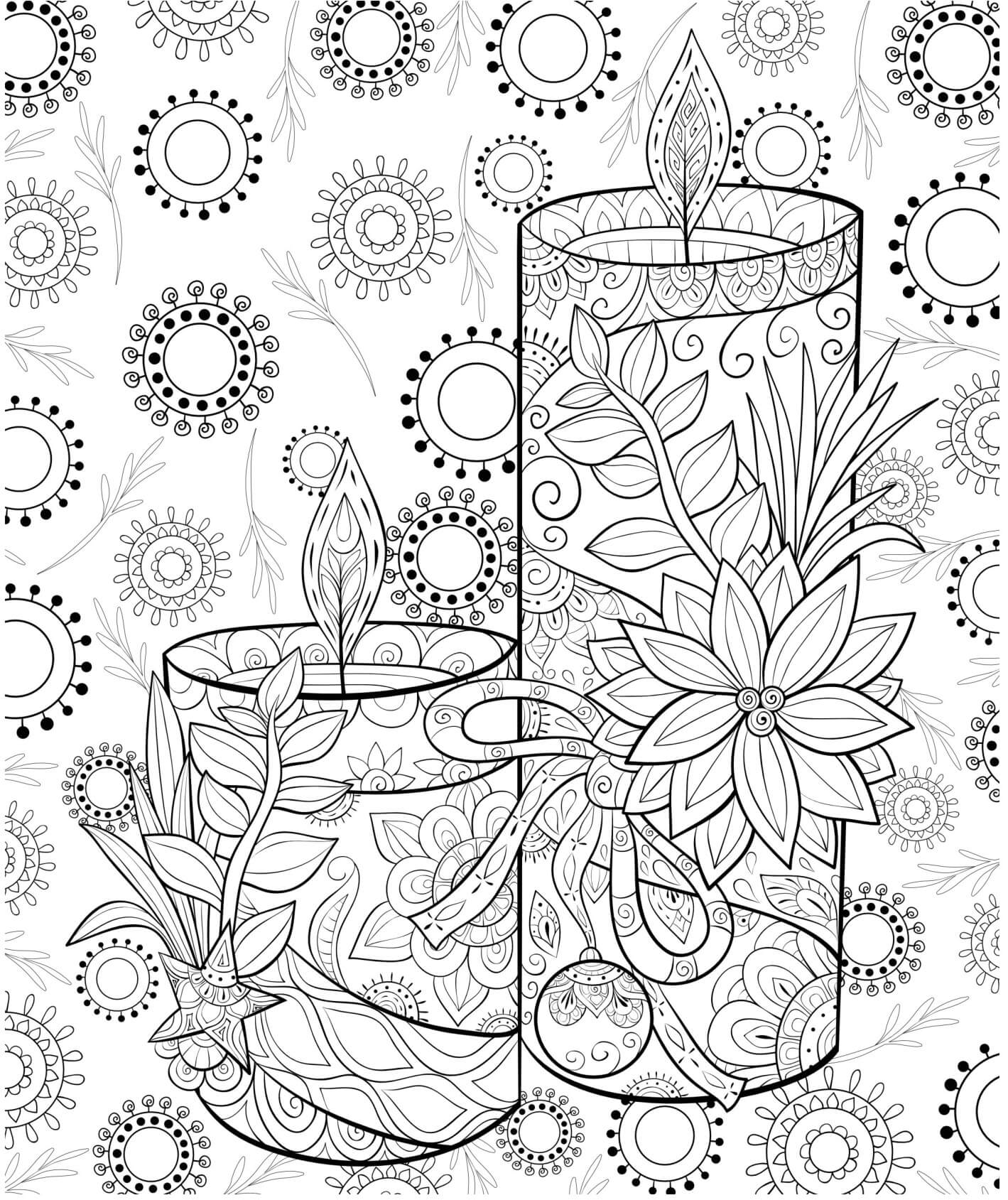 Coloriage Noël Mandala Chandelles - Noël adulte à imprimer