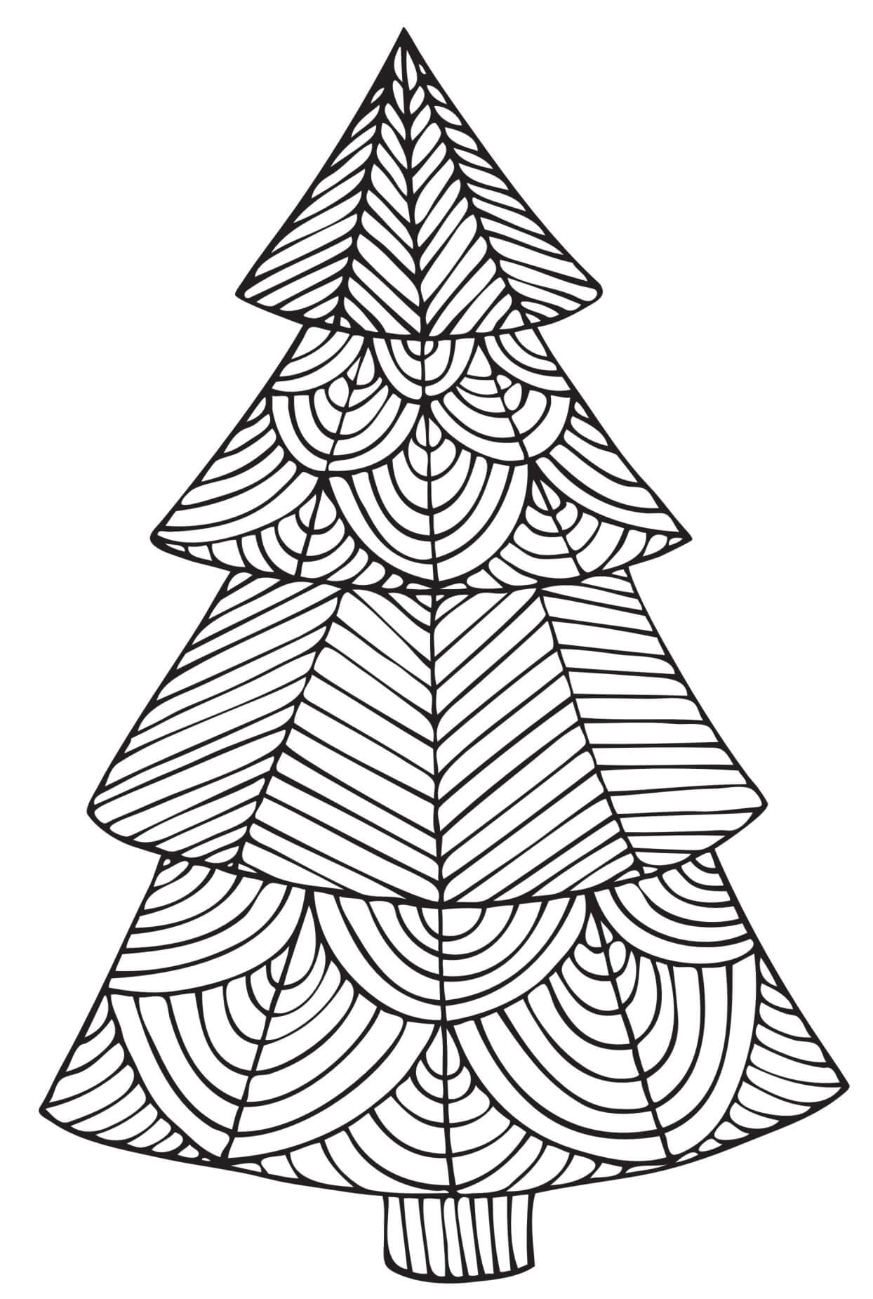 Coloriage Noël Mandala Geometric Sapin - Noël adulte à imprimer