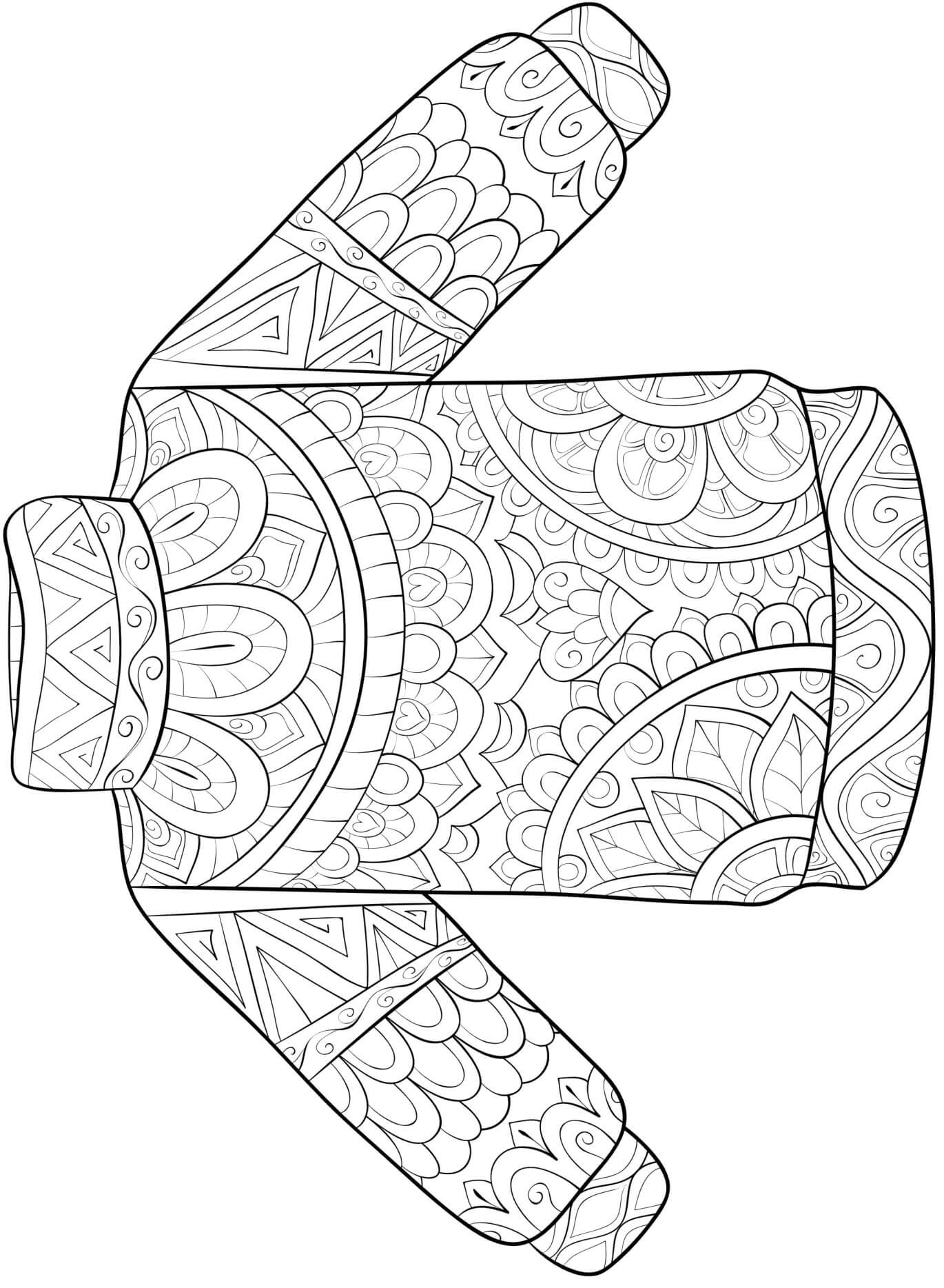 Coloriage Noël Mandala Hiver Chandail A Capuchon - Noël adulte à imprimer