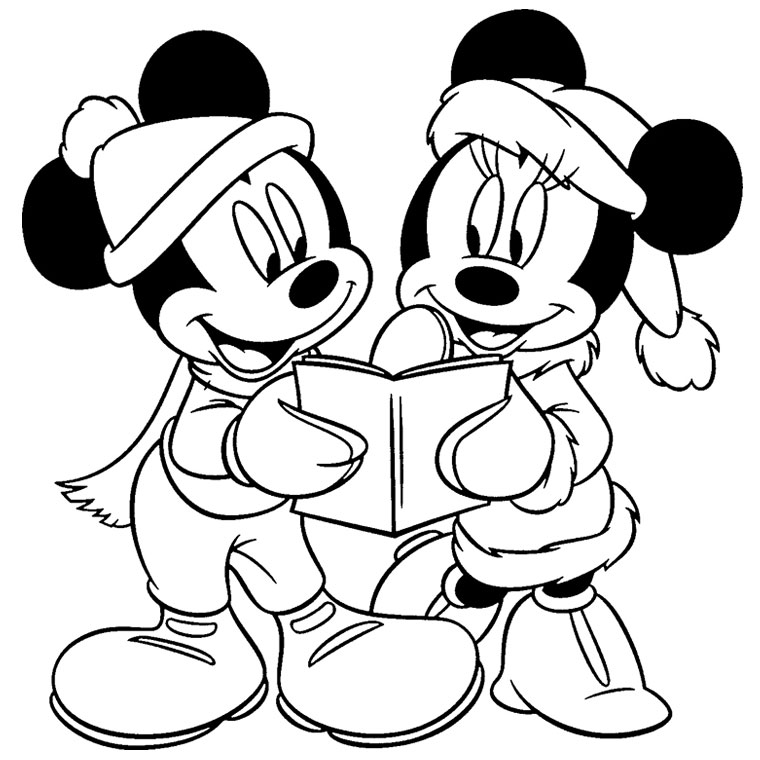 Coloriage Noël Mickey - Noël à imprimer