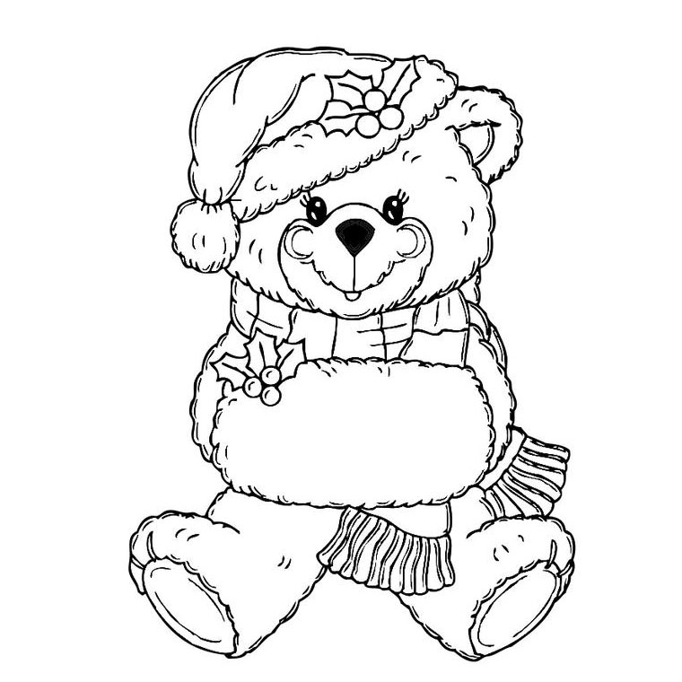 Coloriage Noël Nounours - Noël à imprimer