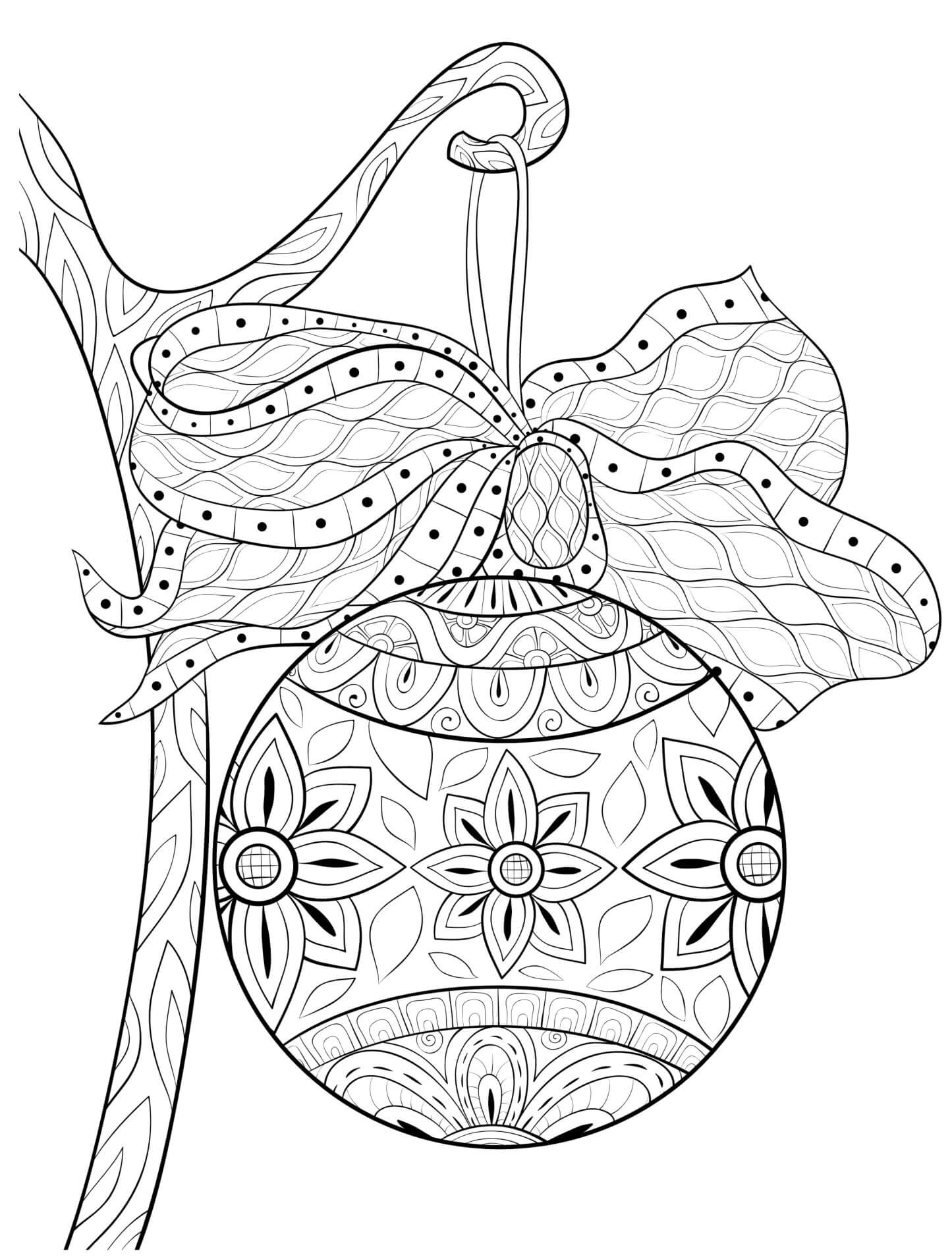 Coloriage Noël Pour Adulte Boule Pour Le Sapin - Noël adulte à imprimer