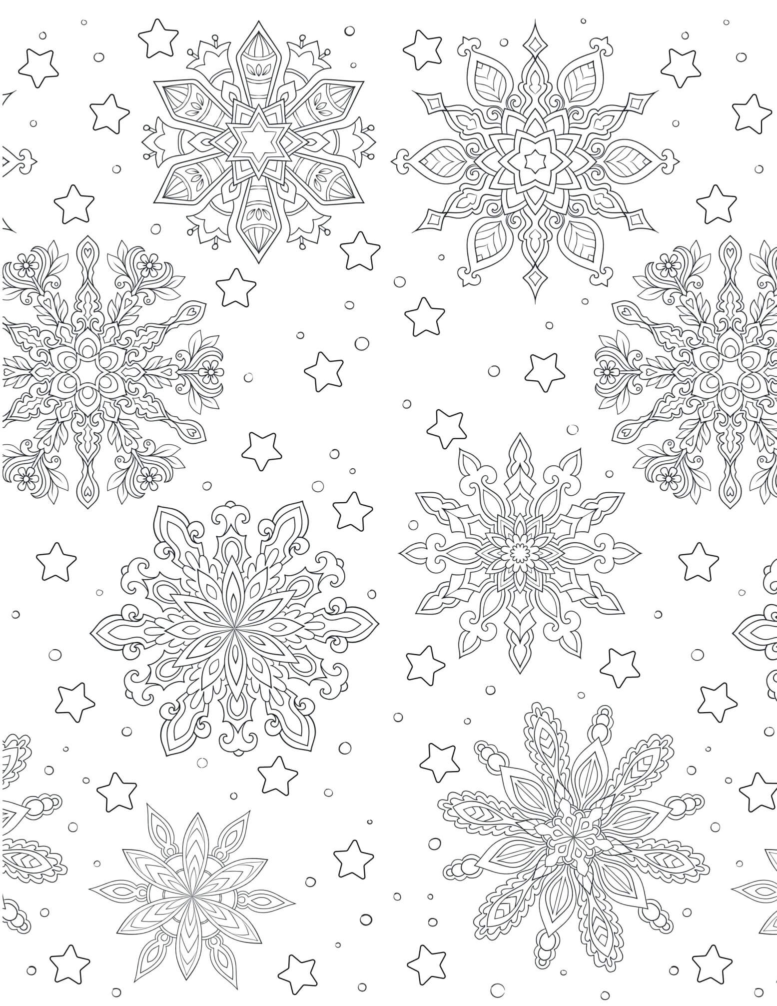Coloriage Noël Pour Adulte Flocons De Neiges Background - Noël adulte à imprimer