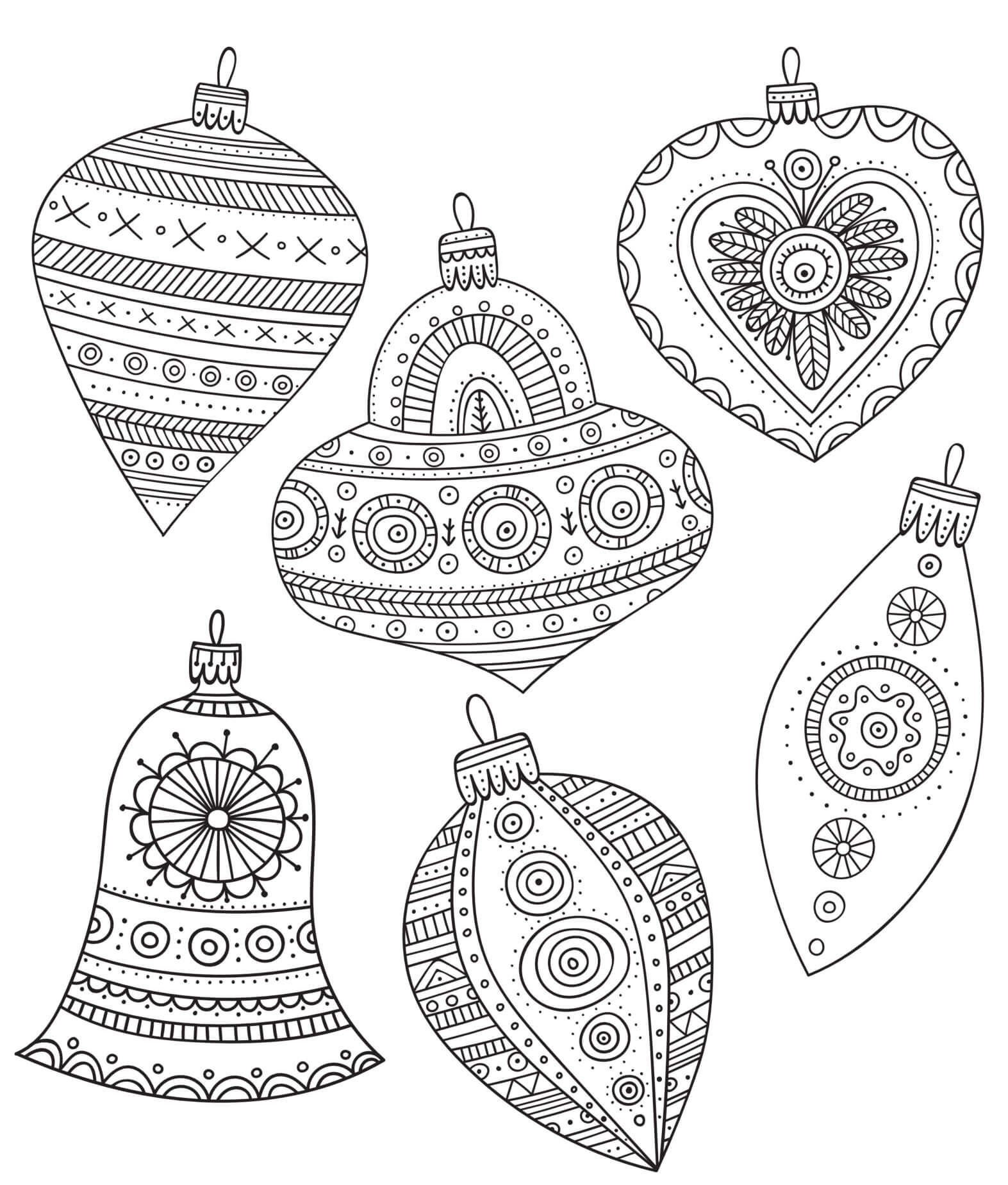 Coloriage Noël Pour Adulte Motif Ornaments - Noël adulte à imprimer