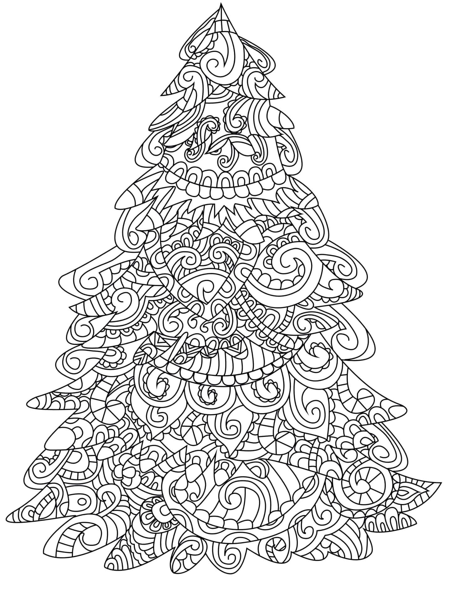 Coloriage Noël Pour Adulte Motif Sapin - Noël adulte à imprimer