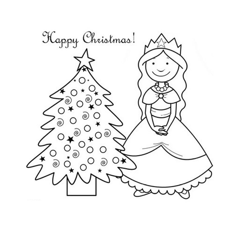 Coloriage Noël Princesse - Noël à imprimer