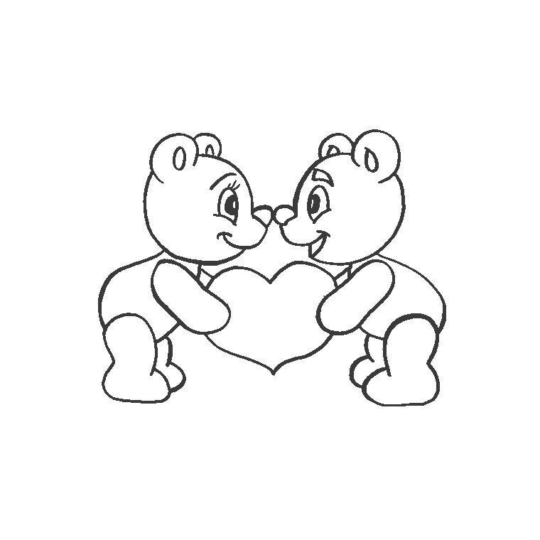 Coloriage Nounours Avec Cœur - Saint-Valentin à imprimer