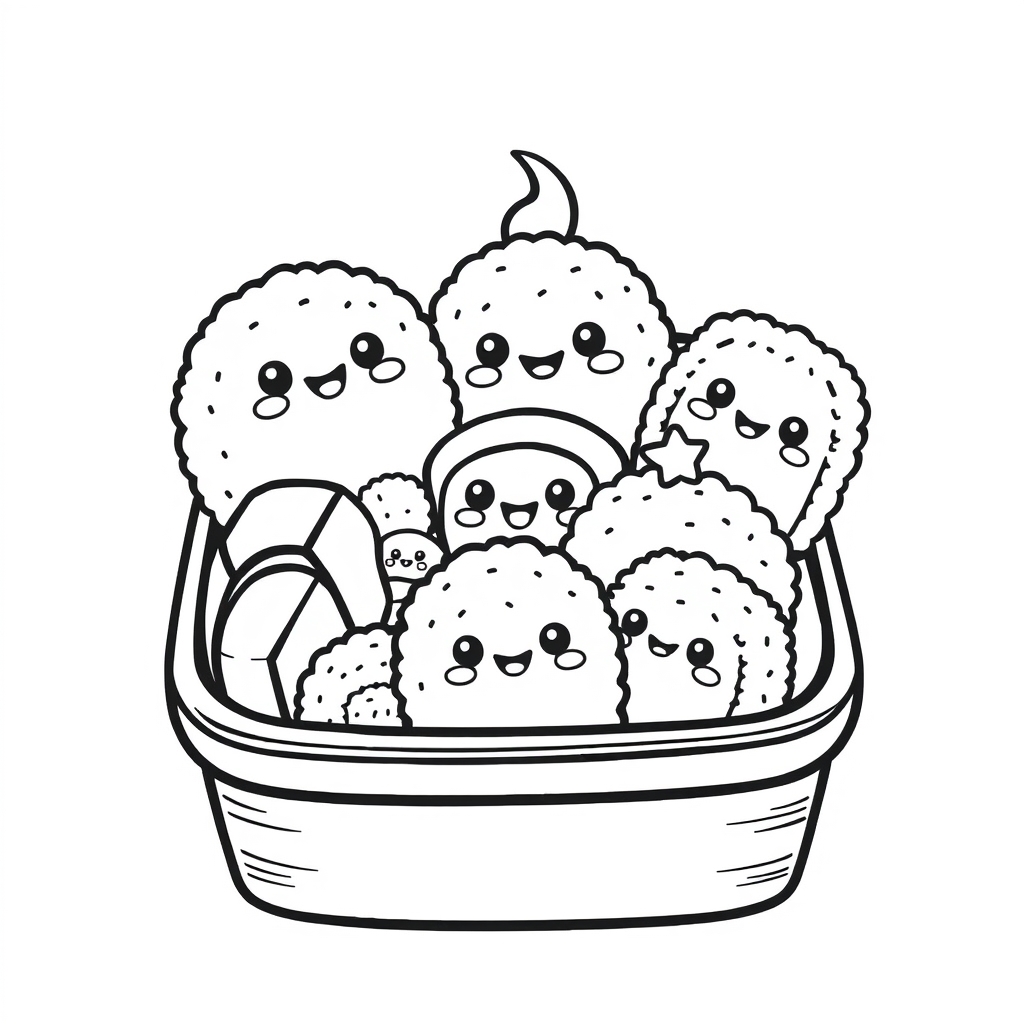 Coloriage Nourriture Kawaii Sushis Japonais - Kawaii nourriture à imprimer