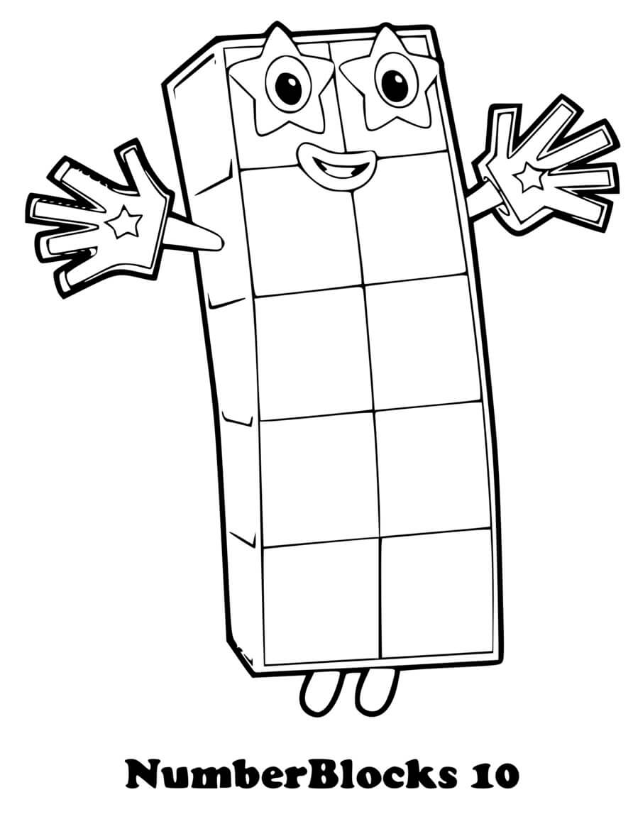 Coloriage Numberblocks 10 Ten - Numberblocks à imprimer
