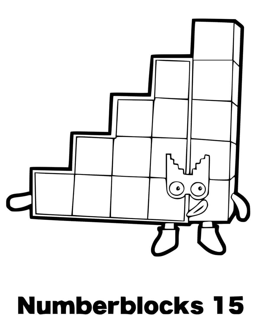 Coloriage Numberblocks 15 Fifteen - Numberblocks à imprimer