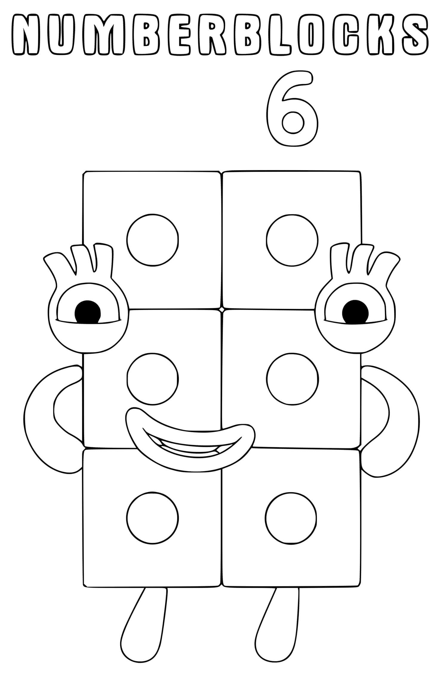 Coloriage Numberblocks 6 Six - Numberblocks à imprimer