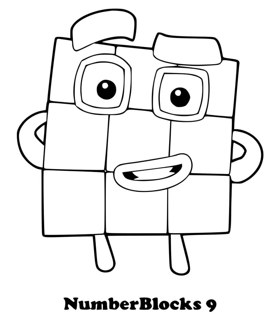 Coloriage Numberblocks 9 Nine - Numberblocks à imprimer