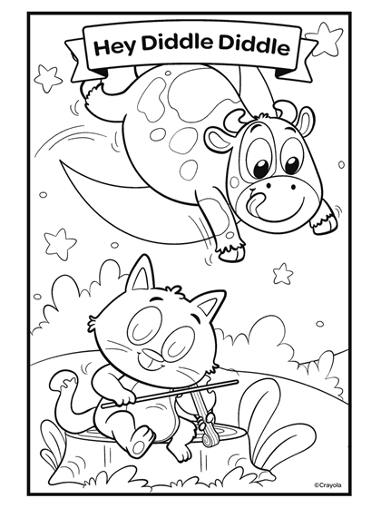 Coloriage Nursery Rhymes Hey Diddle Diddle - Crayola à imprimer