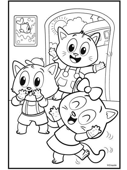 Coloriage Trois Petits Chatons comptine - Crayola à imprimer