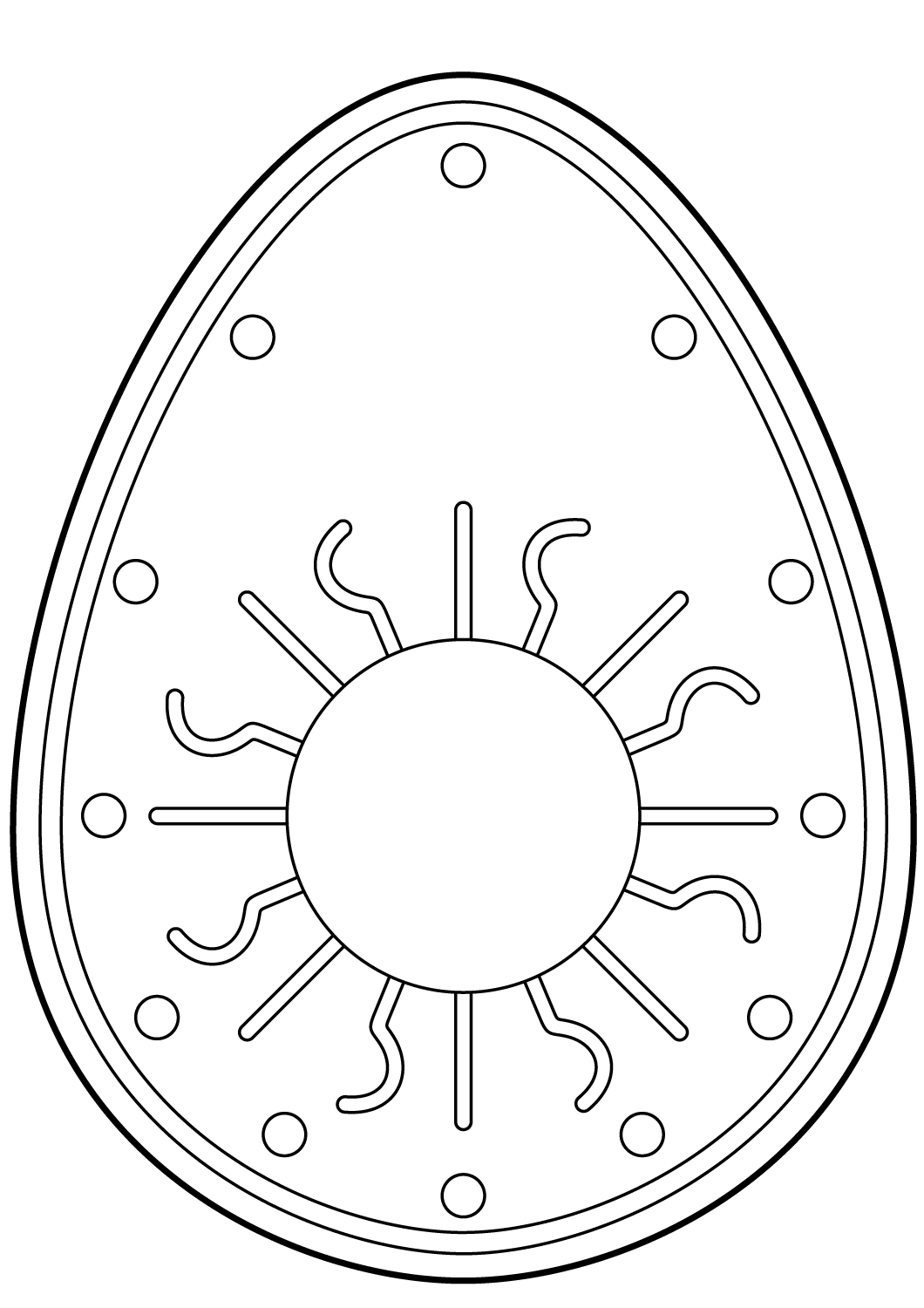 Coloriage Œuf De Pâques Avec Décorative Sun - Pâques à imprimer