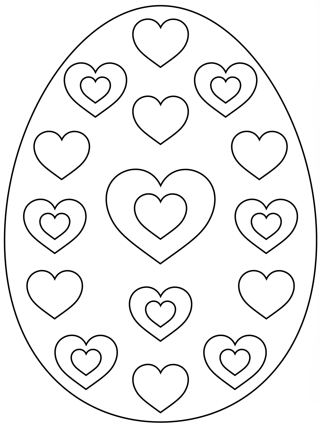 Coloriage Œuf De Pâques Avec Hearts - Pâques à imprimer