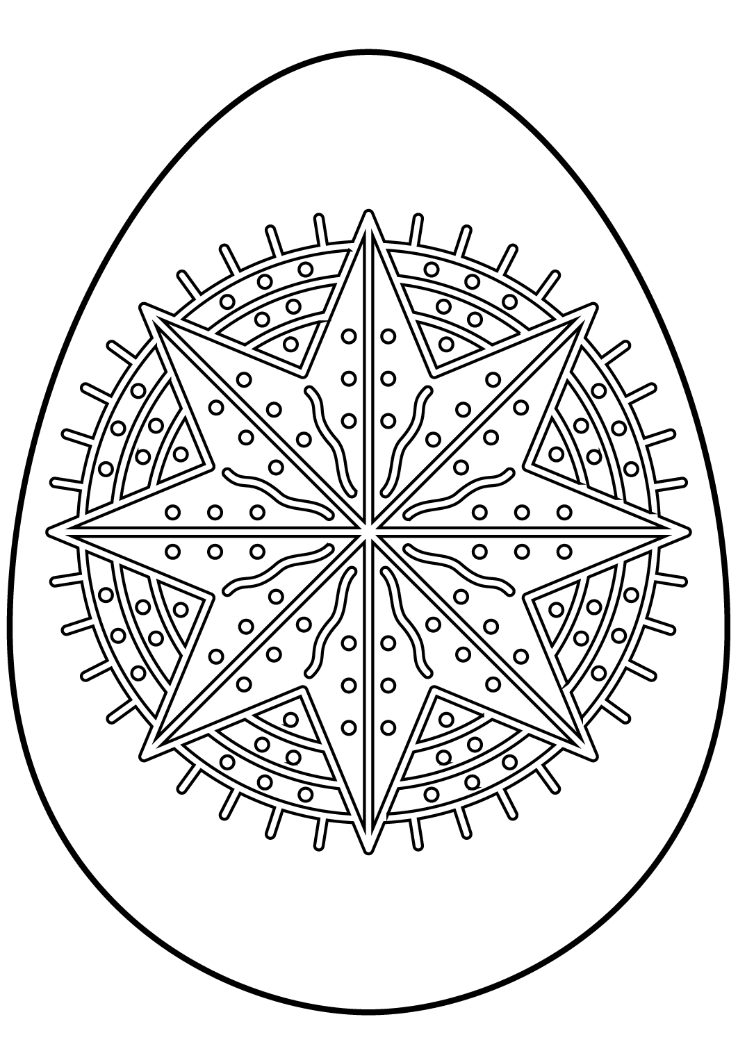Coloriage Œuf De Pâques Avec Octagram Star - Pâques à imprimer
