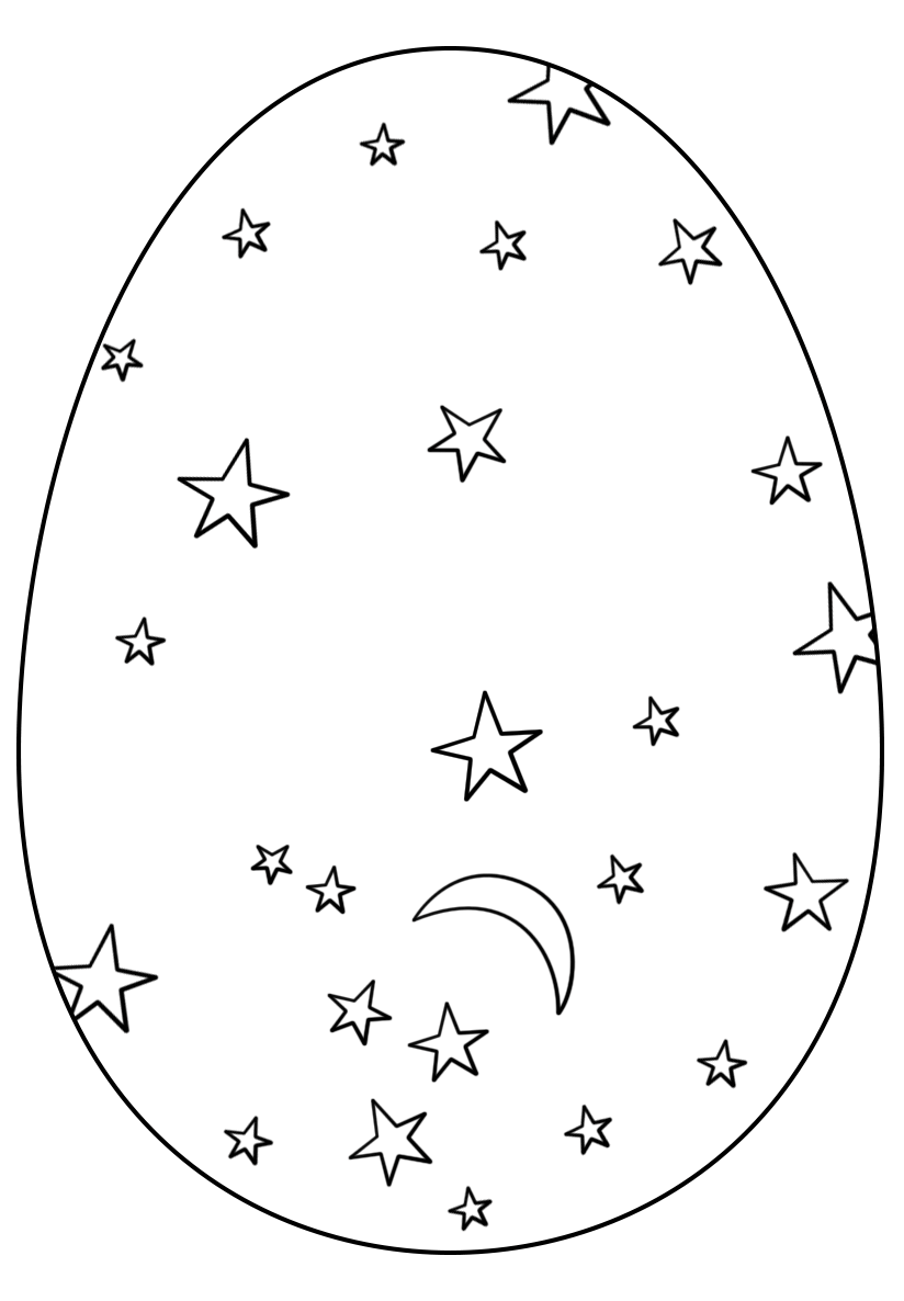 Coloriage Œuf De Pâques Avec Stars And Moon - Pâques à imprimer