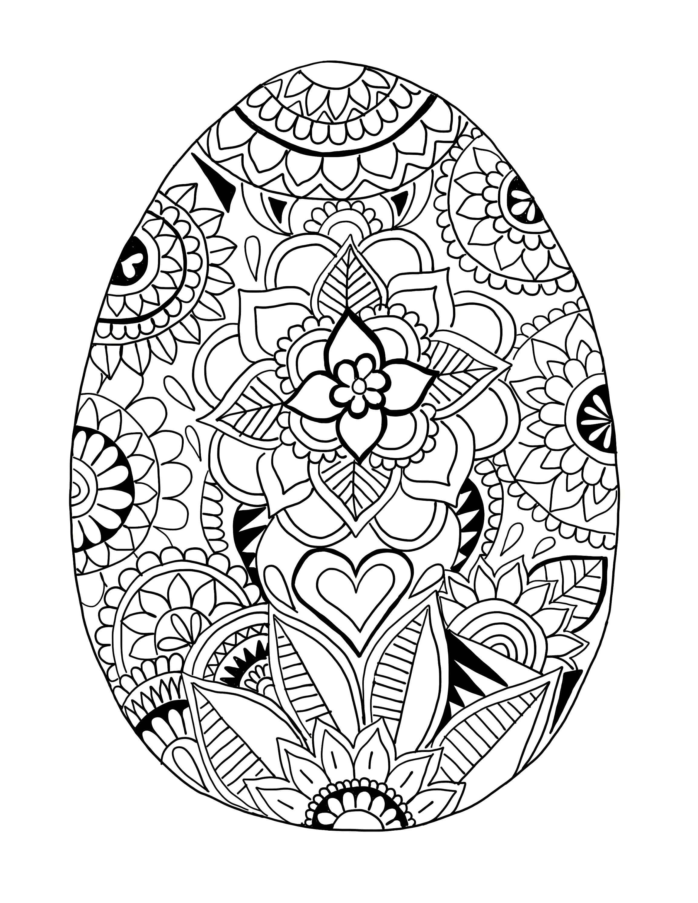Coloriage Œuf De Pâques Mandala Motifs De Fleurs - Pâques mandala à imprimer