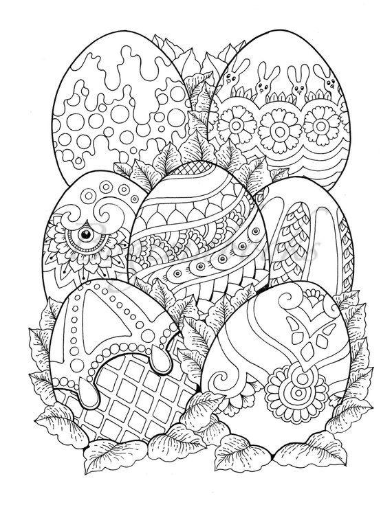 Coloriage Œuf Pâques Adulte - Pâques adulte à imprimer