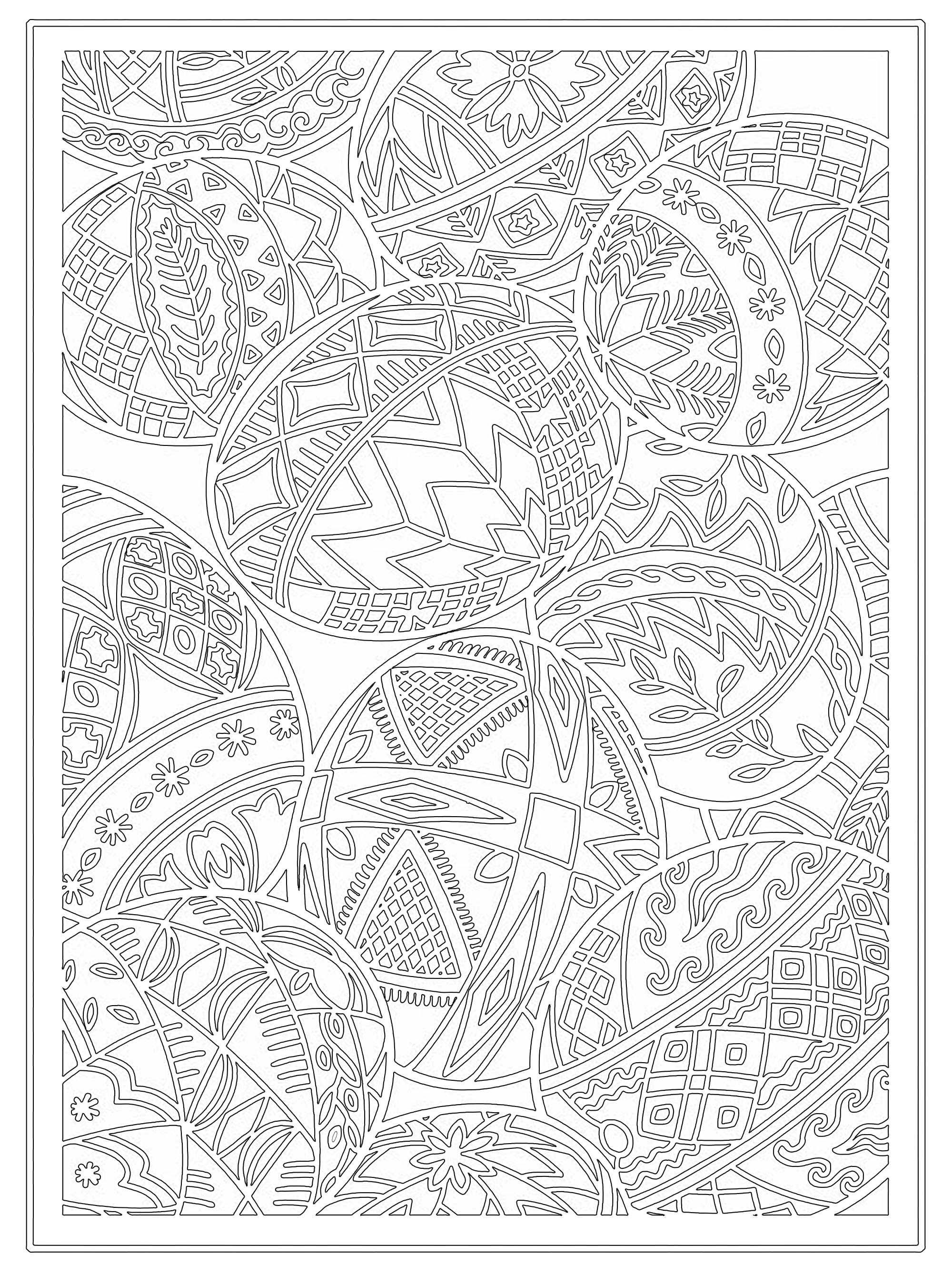 Coloriage Œuf de Pâques dans encadrement ornemental - Pâques adulte à imprimer