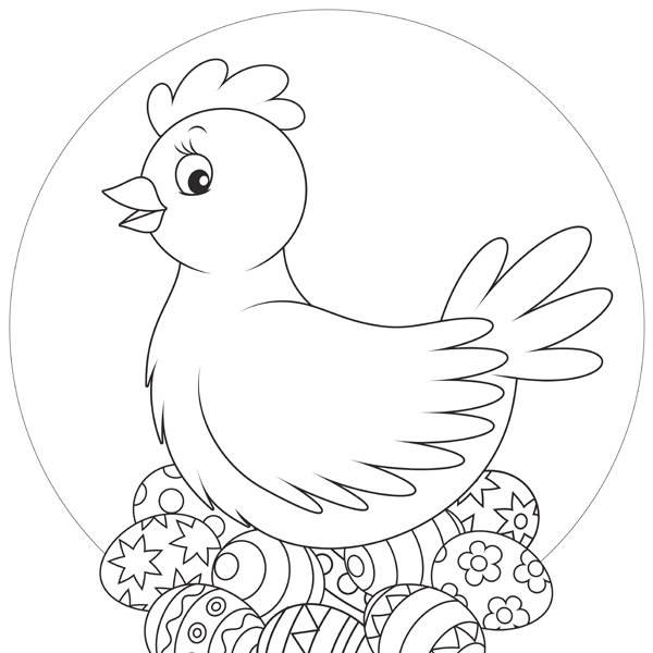 Coloriage Œufs De Poule Pour Pâques - Poule à imprimer