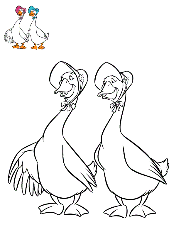 Coloriage Oies Amelie Et Amelia Jacasse Aristochats - Aristochats à imprimer