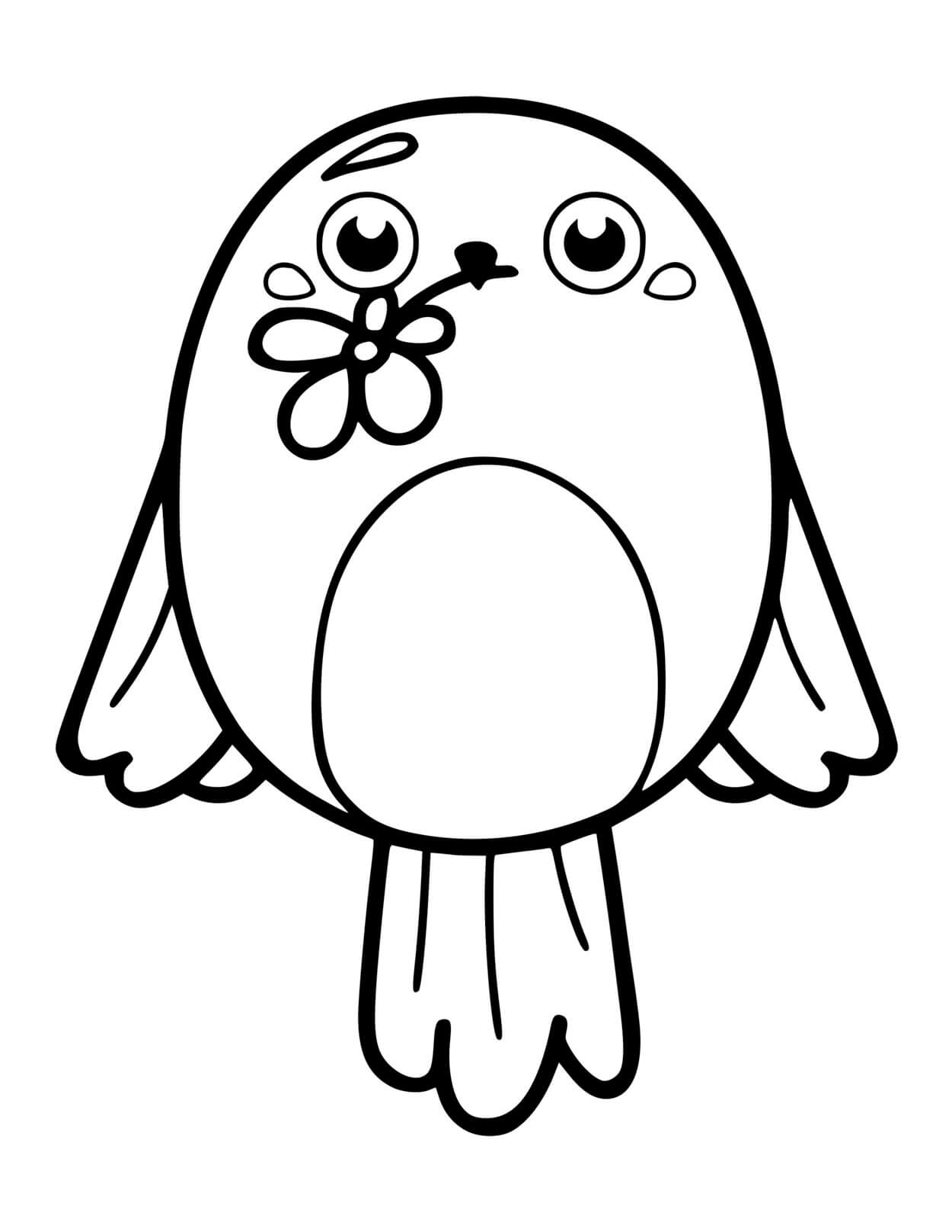 Coloriage Oiseau Kawaii Facile - Oiseau à imprimer
