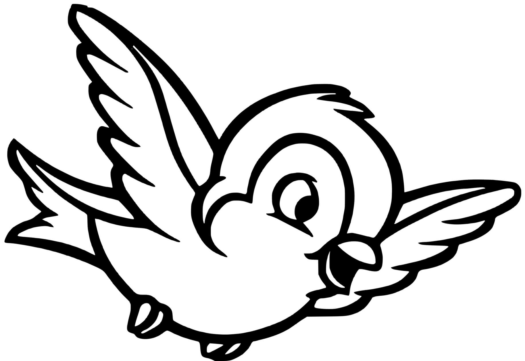 Coloriage Oiseau Mignon En Plein Vol - Oiseau à imprimer