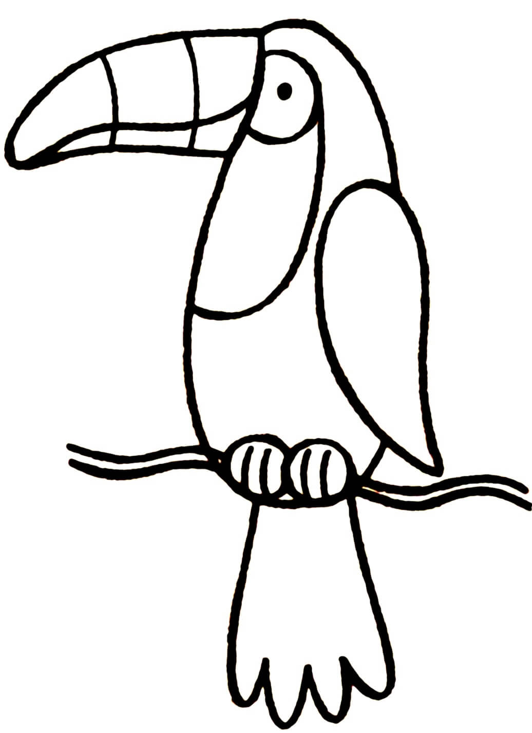 Coloriage Oiseau Toucan Simple - Toucan à imprimer