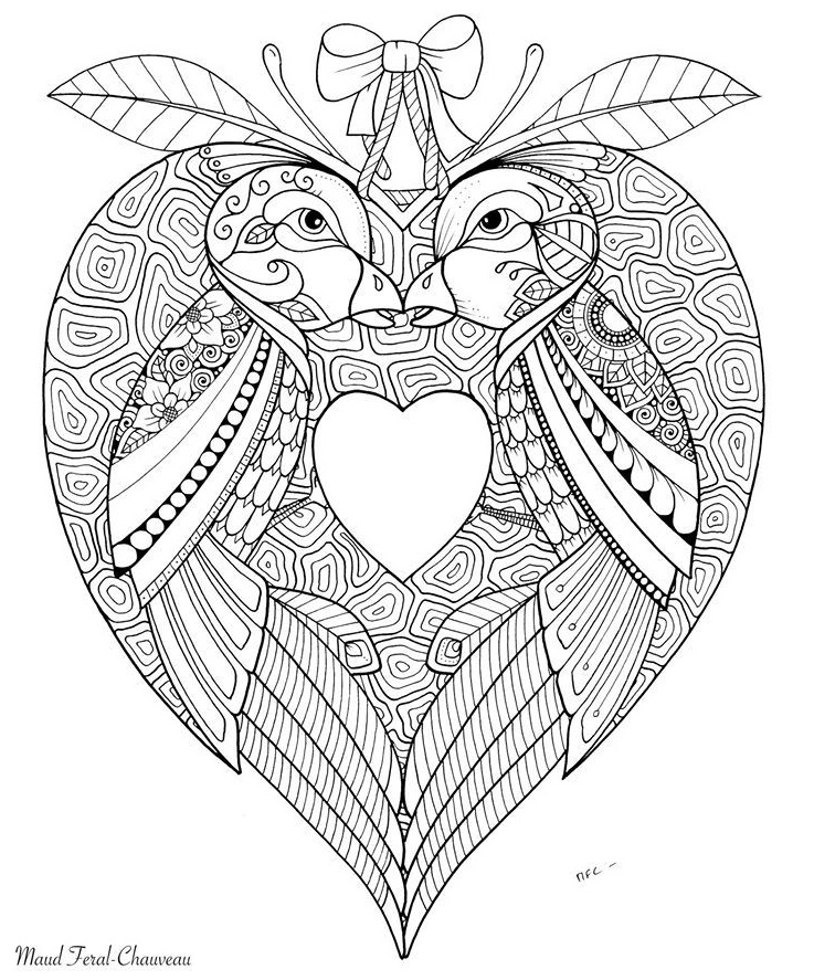 Coloriage Oiseaux Amoureux Saint Valentin - Saint-Valentin à imprimer