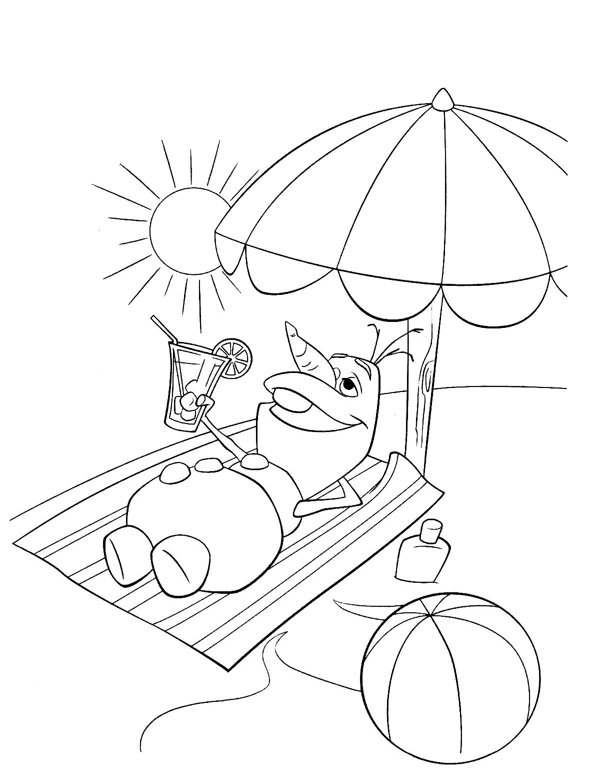 Coloriage Olaf Profite Du Soleil Sans La Reine Des Neiges - Olaf à imprimer