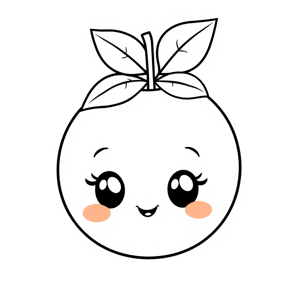 Coloriage Orange 1 Fruit Kawaii - Kawaii fruits à imprimer