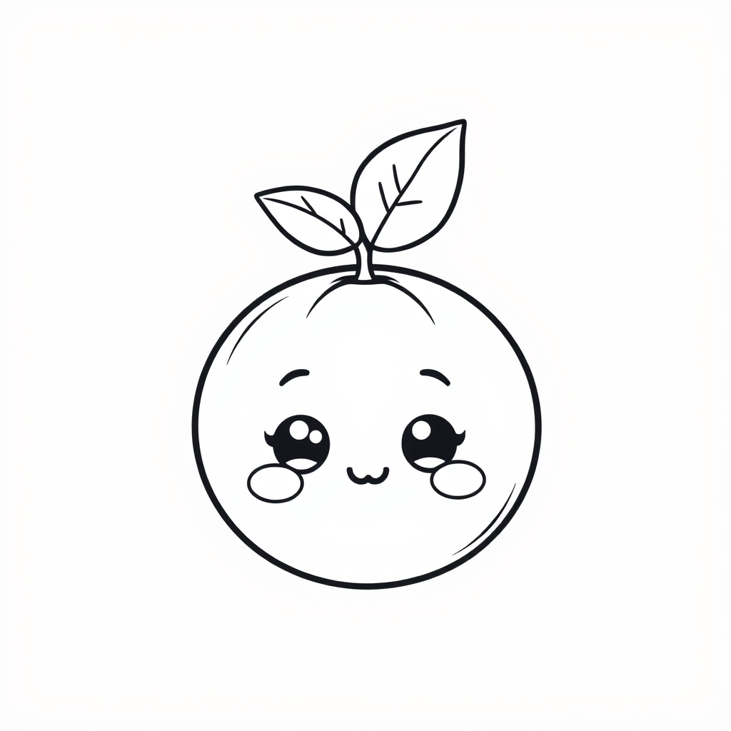 Coloriage Orange 5 Fruit Kawaii - Kawaii fruits à imprimer