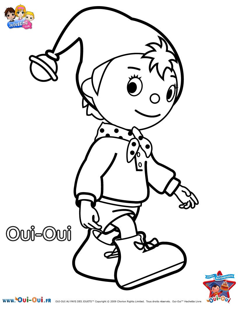 Coloriage Oui Oui le pantin créé par Enid Blyton - Oui oui à imprimer
