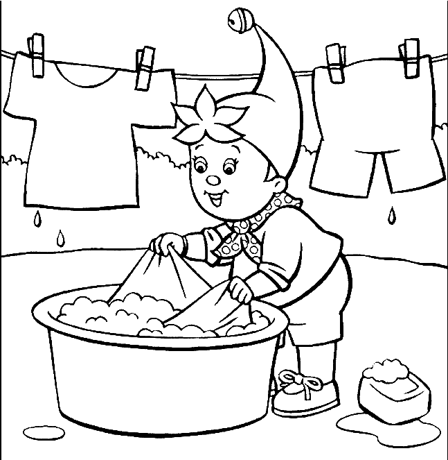 Coloriage Oui Oui Lave Son Linge - Oui oui à imprimer