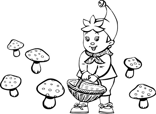 Coloriage Oui Oui Recolte Des Champignons - Oui oui à imprimer
