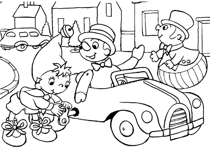 Coloriage Oui Oui Remonte La Cle De Sa Voiture - Oui oui à imprimer