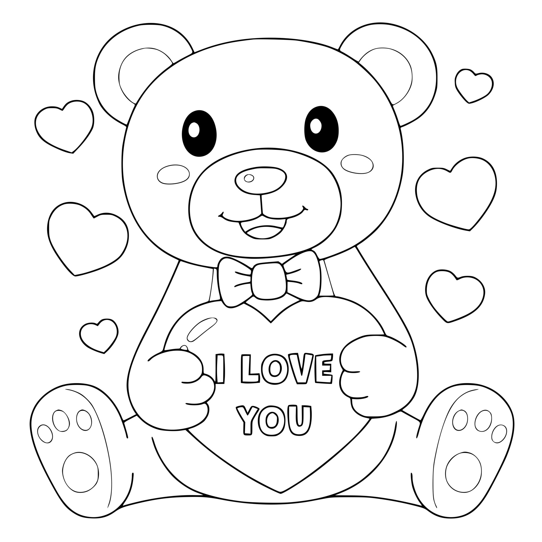 Coloriage Ours I Love You Saint Valentin - Saint-Valentin à imprimer